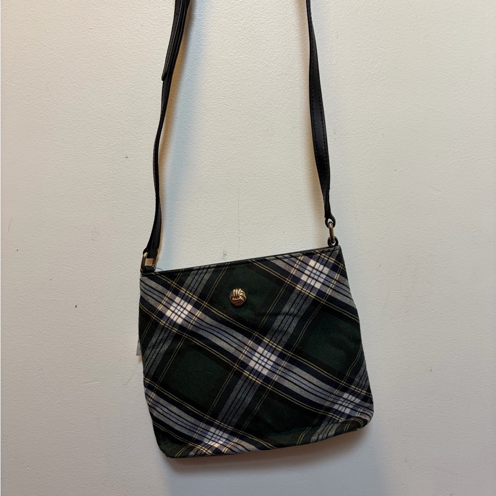 Talbots Green and Black tartan Plaid Crossbody Bag st. Patrick’s Day!! vintage.